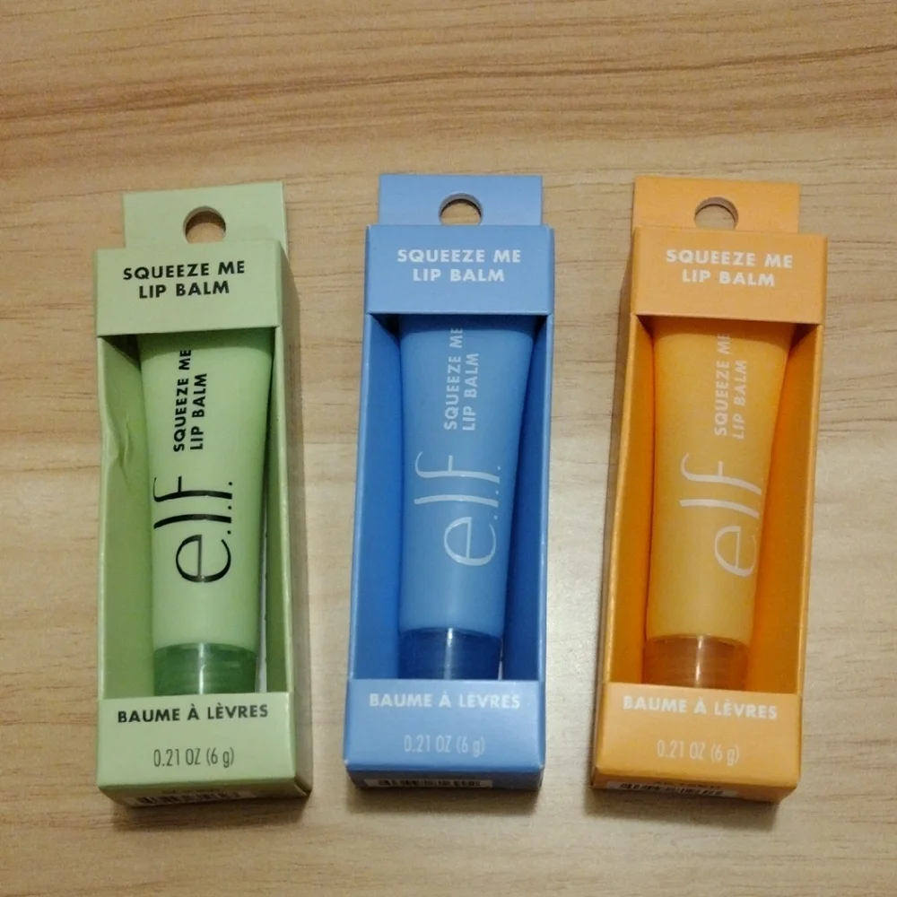 e.l.f. Squeeze Me Lip Balm Trio Honeydew, Blueberry, Peach✨🆕
